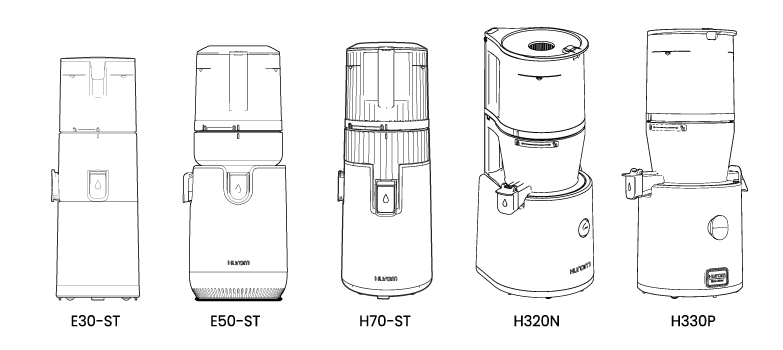 Wyciskarki Hurom z serii pure - E30-ST E50-ST H320N H330P H70-ST - porowanie wielkiści