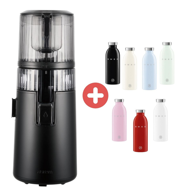 Wyciskarka Hurom H70 ST Czarna i Butelka na sok Smeg 500 ml