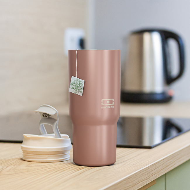 Monbento Travel Mug kubek termiczny 0,6 l ze słomką, Pink Moka