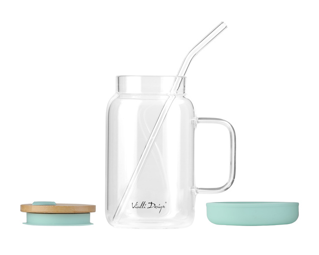 Słoik ze słomką Fuori 600 ml miętowy - Vialli Design