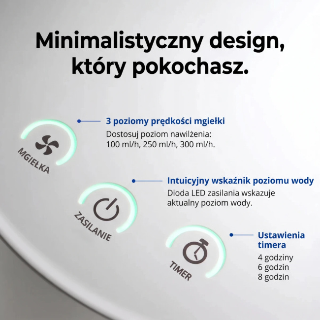 Carepod One, nawilżacz ultradźwiękowy ze stali nierdzewnej, do 46 m²