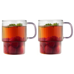 Vialli Design szklanki ryflowane Livio 350 ml, 2 szt., z różowym uchem