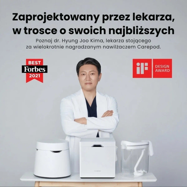 Carepod Cube Plus X50V, nawilżacz powietrza ze sterylizacją, chłodna i ciepła mgiełka, do 65 m²