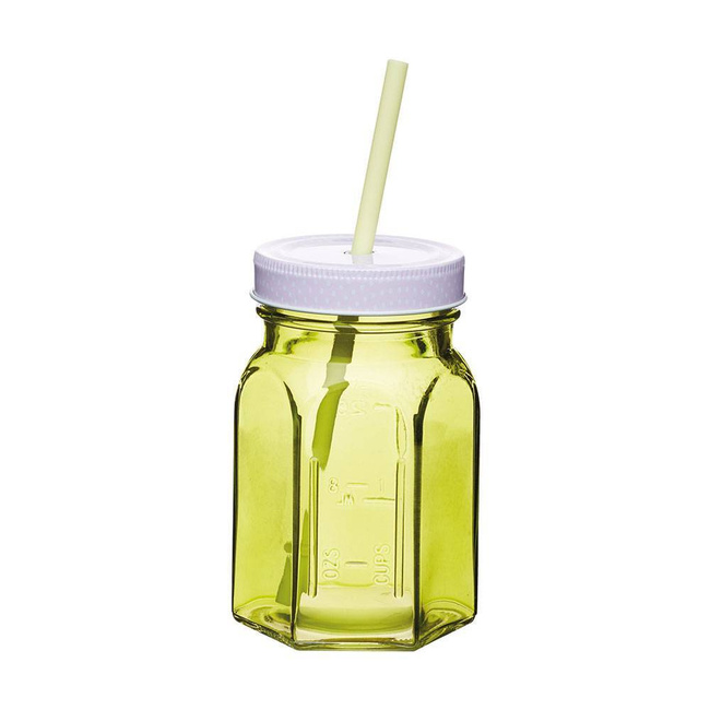 Słoik z nakrętką i słomką Kitchen Craft, zielony
