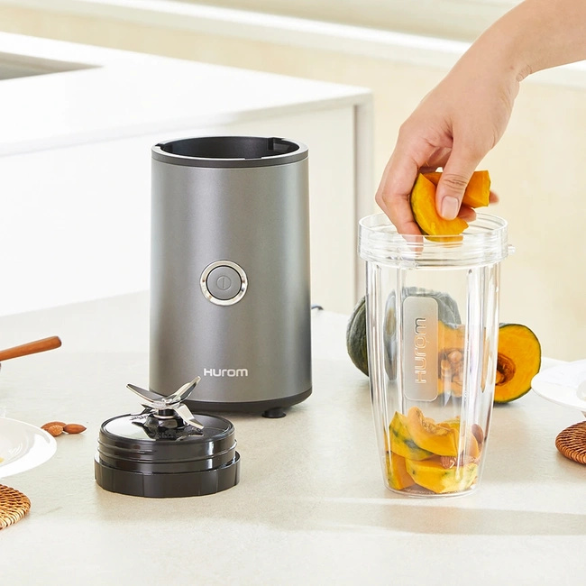 Hurom Personal Power Blender – osobisty blender kubkowy | 900 W, 20 000 obr./min, 3 butelki BPA-free, Tytanowy Szary