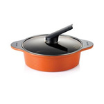 HAPPYCALL IH GARNEK ALUMINIOWO - CERAMICZNY ALUMITE CERAMIC POT 24CM / 2,8L - POMARAŃCZOWY NISKI