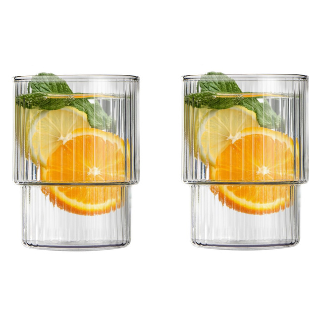 Vialli Design szklanki ryflowane Livio 350 ml, 2 szt., przezroczyste