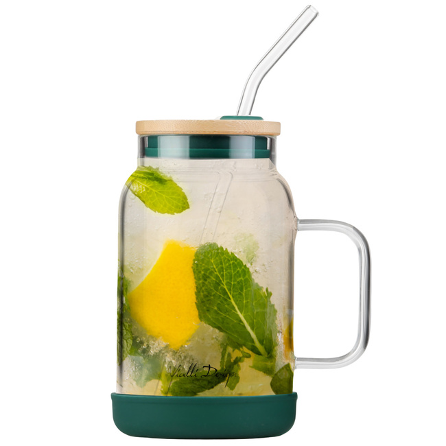 Słoik ze słomką Fuori 600 ml zielony - Vialli Design