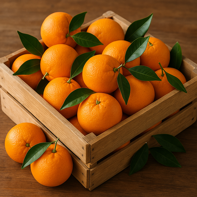 Świeże pomarańcze z liściem z Hiszpanii – 10 kg | Idealne do wyciskania soku