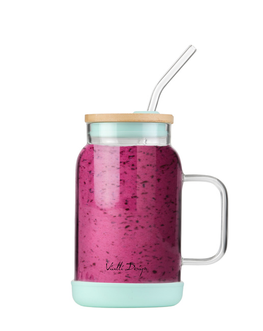 Słoik ze słomką Fuori 600 ml miętowy - Vialli Design