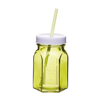 Słoik z nakrętką i słomką Kitchen Craft, zielony