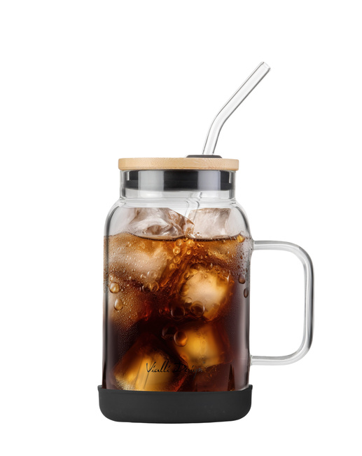 Słoik ze słomką Fuori 600 ml czarny - Vialli Design