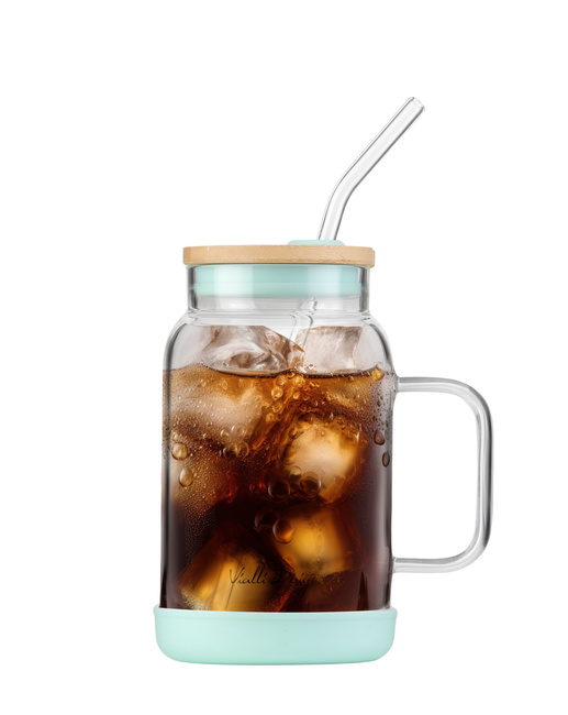 Słoik ze słomką Fuori 600 ml miętowy - Vialli Design
