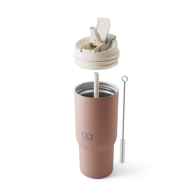 Monbento Travel Mug kubek termiczny 0,6 l ze słomką, Pink Moka