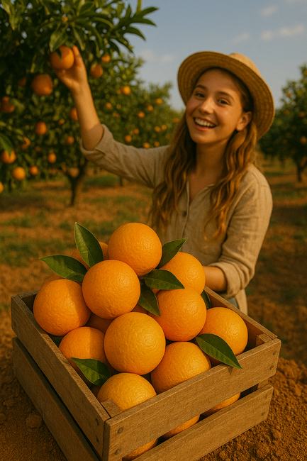 Świeże pomarańcze z liściem z Hiszpanii – 10 kg | Idealne do wyciskania soku