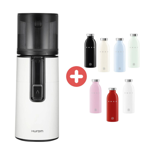 Wyciskarka Hurom H400 Biały mat i Butelka na sok Smeg 500 ml