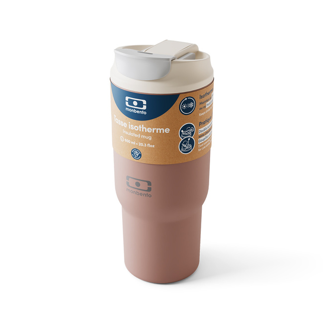 Monbento Travel Mug kubek termiczny 0,6 l ze słomką, Pink Moka