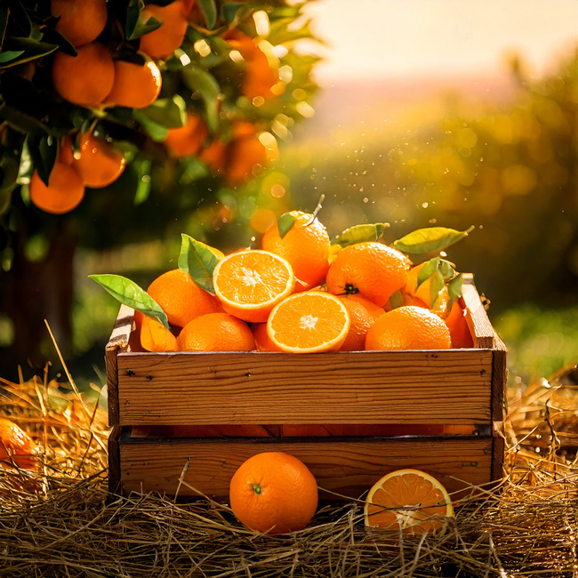 Świeże pomarańcze z liściem z Hiszpanii – 10 kg | Idealne do wyciskania soku