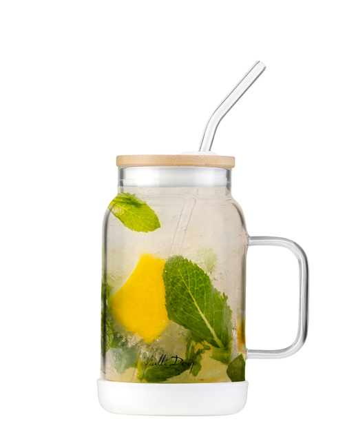 Słoik ze słomką Fuori 600 ml biały - Vialli Design