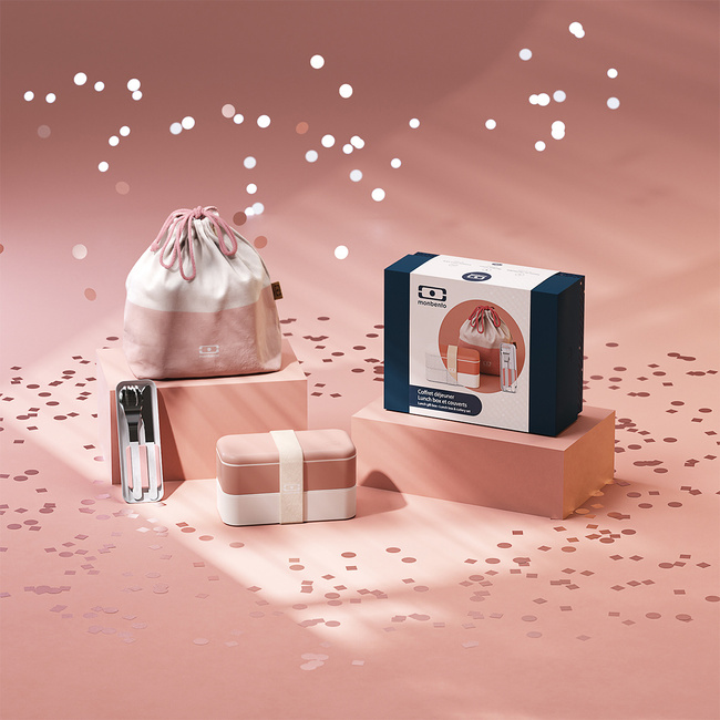 Monbento Gift Box Rosa Moka: lunchbox Original 1 l, sztućce i torba
