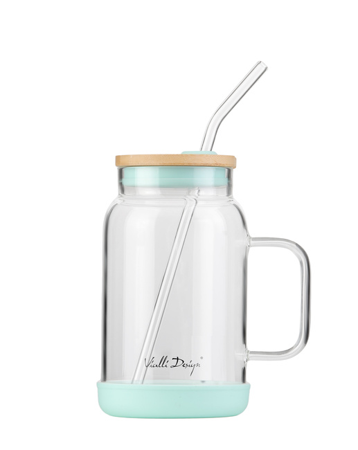 Słoik ze słomką Fuori 600 ml miętowy - Vialli Design