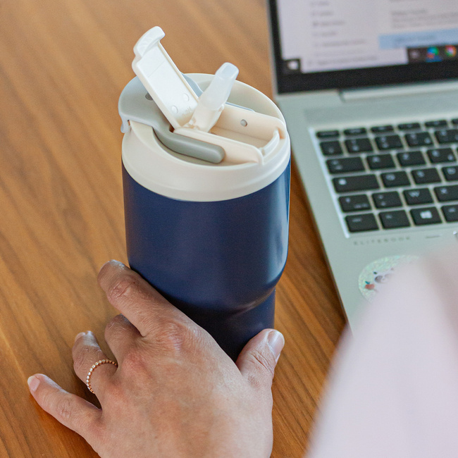 Monbento Travel Mug kubek termiczny 0,6 l ze słomką, Blue Infinity